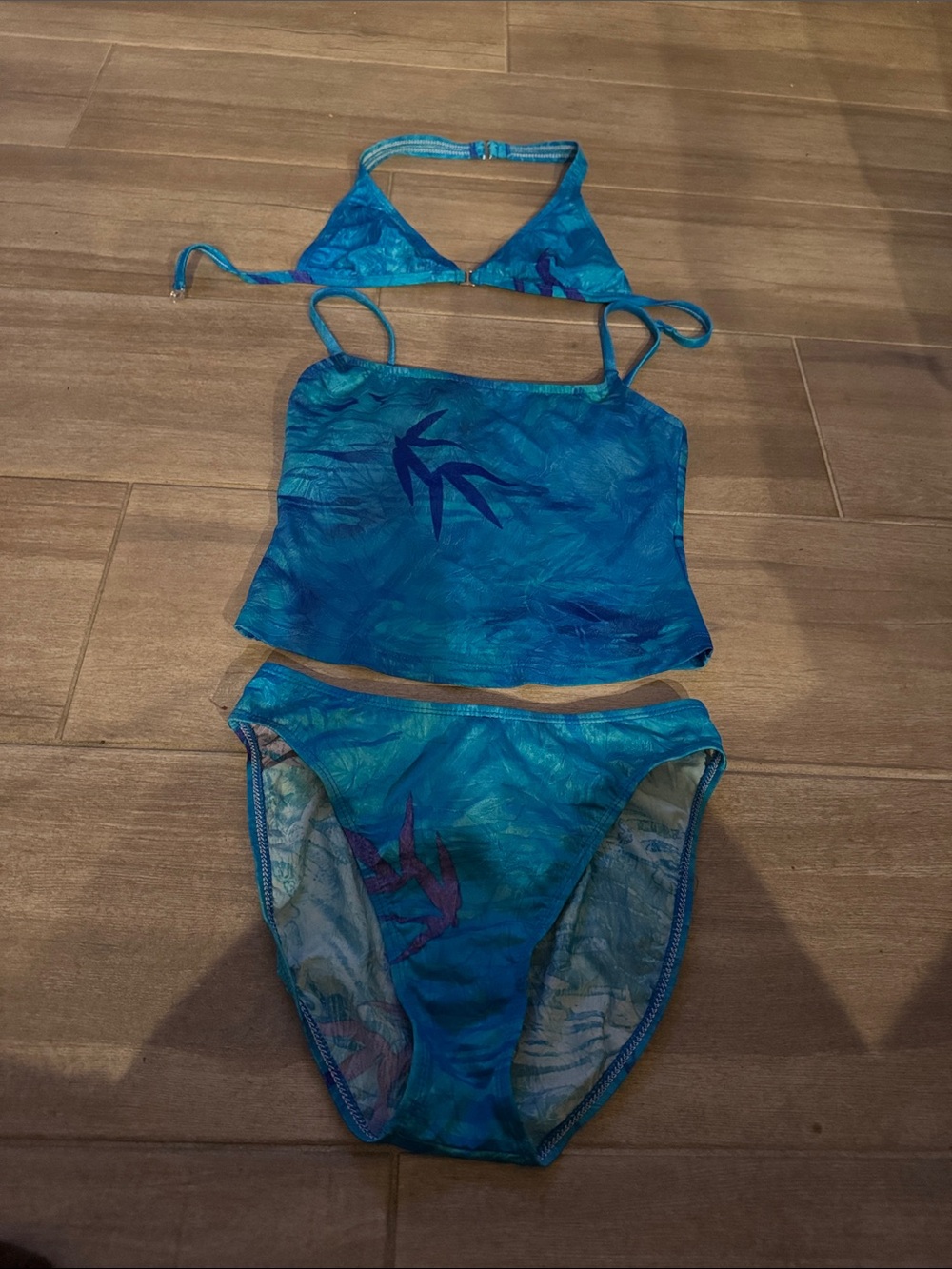 Athena Ocean Blue 3 piece Set - Bikini Top & Tanki Top & Hi Cut bottoms